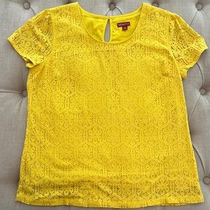 Merona Yellow Lace Short Sleeve Blouse